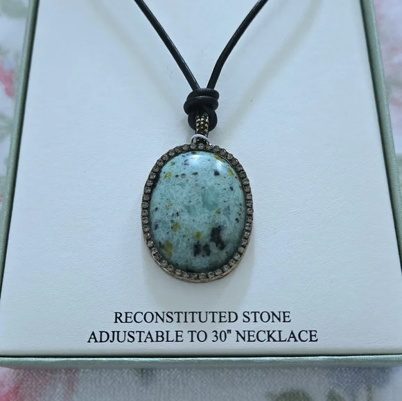 Atterri🛬 Reconstituted Stone on a Black🖤 Waxed Cord Necklace - NIB - Picture 15 of 16